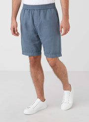 Men's Cotton Linen Drawstring Shorts in Blue Slate in Blue Slate