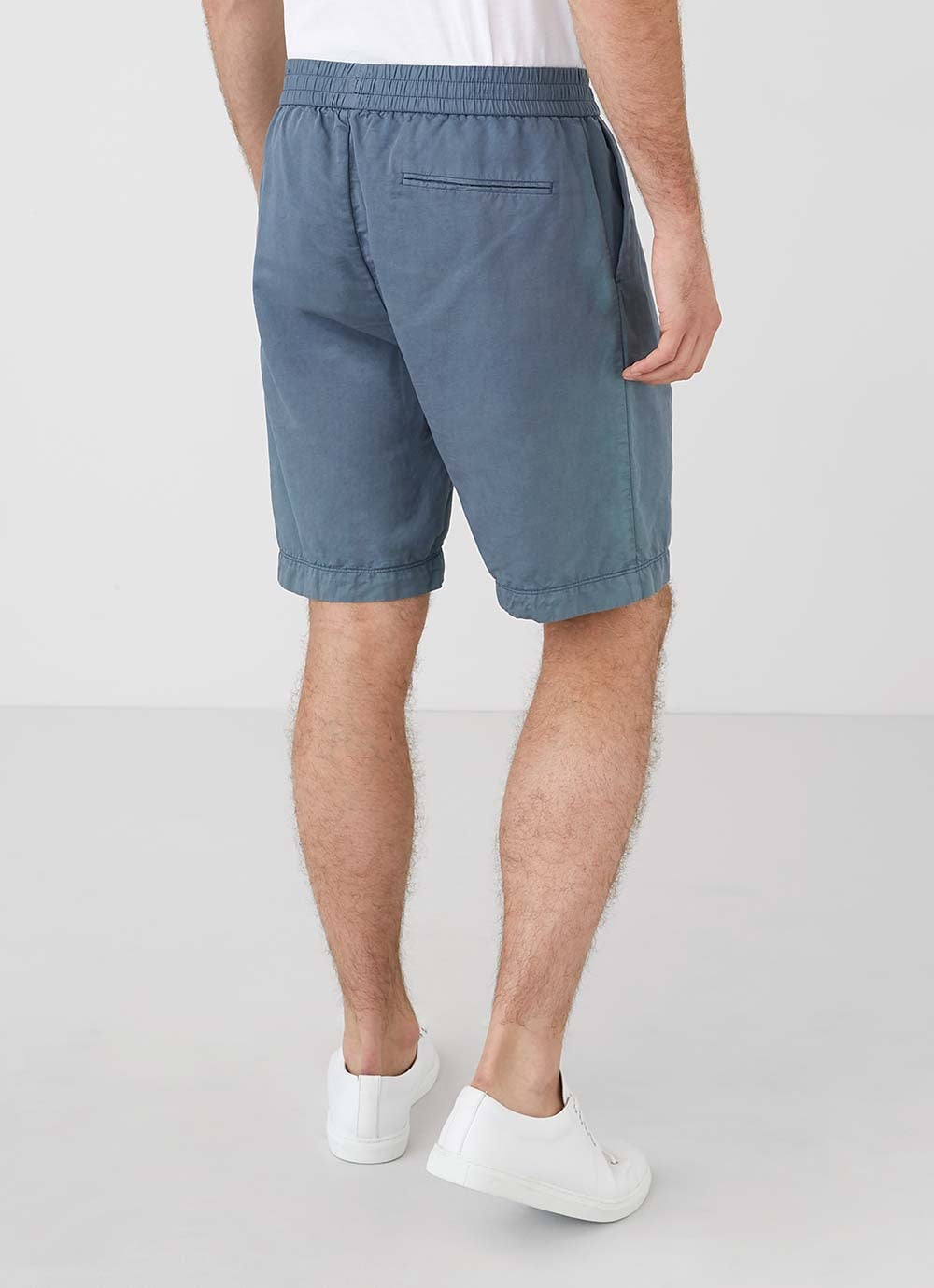 Men's Cotton Linen Drawstring Shorts in Blue Slate in Blue Slate