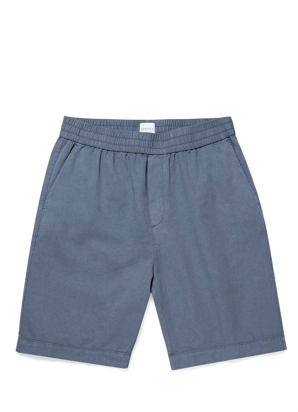 Men's Cotton Linen Drawstring Shorts in Blue Slate in Blue Slate