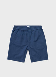 Men's Cotton Linen Drawstring Shorts in Atlantic Blue