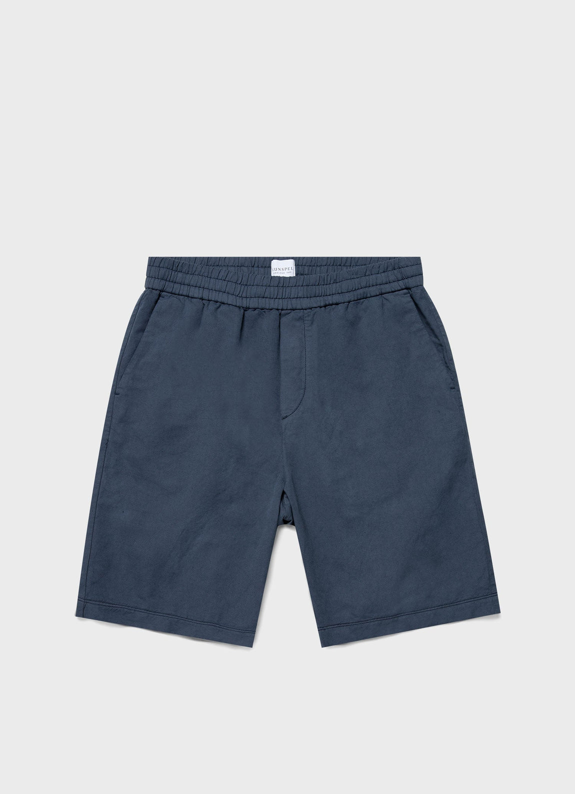 Men's Cotton Linen Drawstring Shorts in Shale Blue