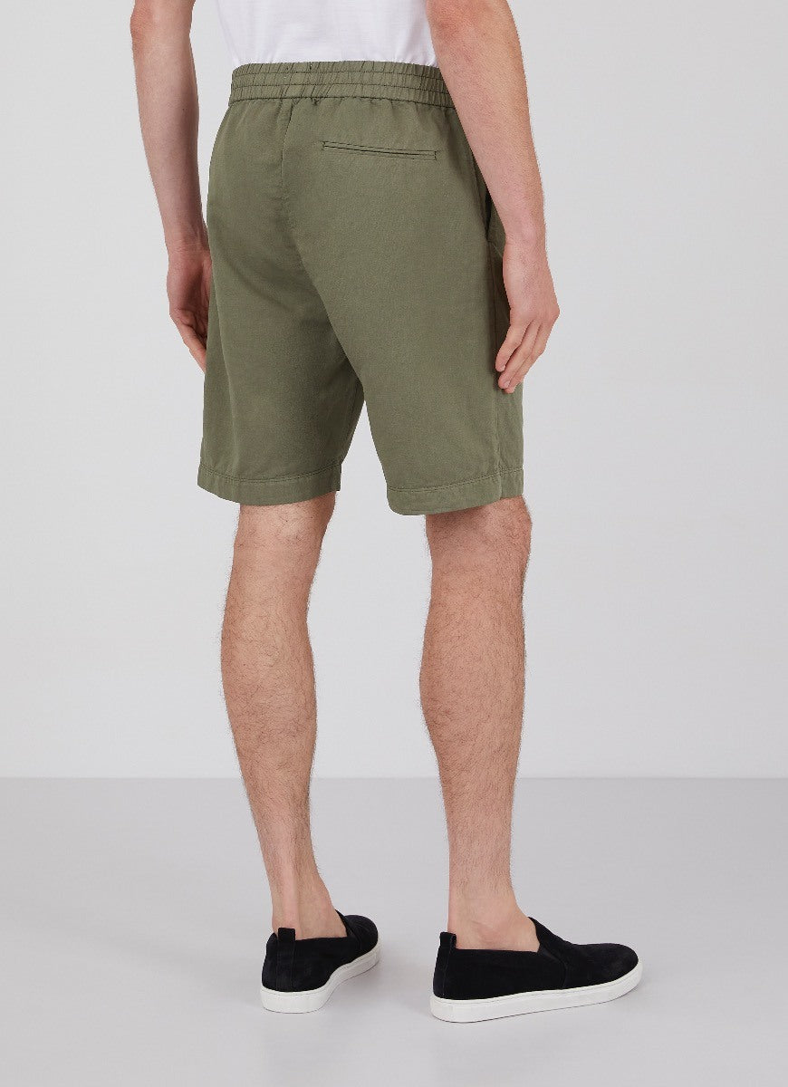 Men's Cotton Linen Drawstring Shorts in Light Khaki