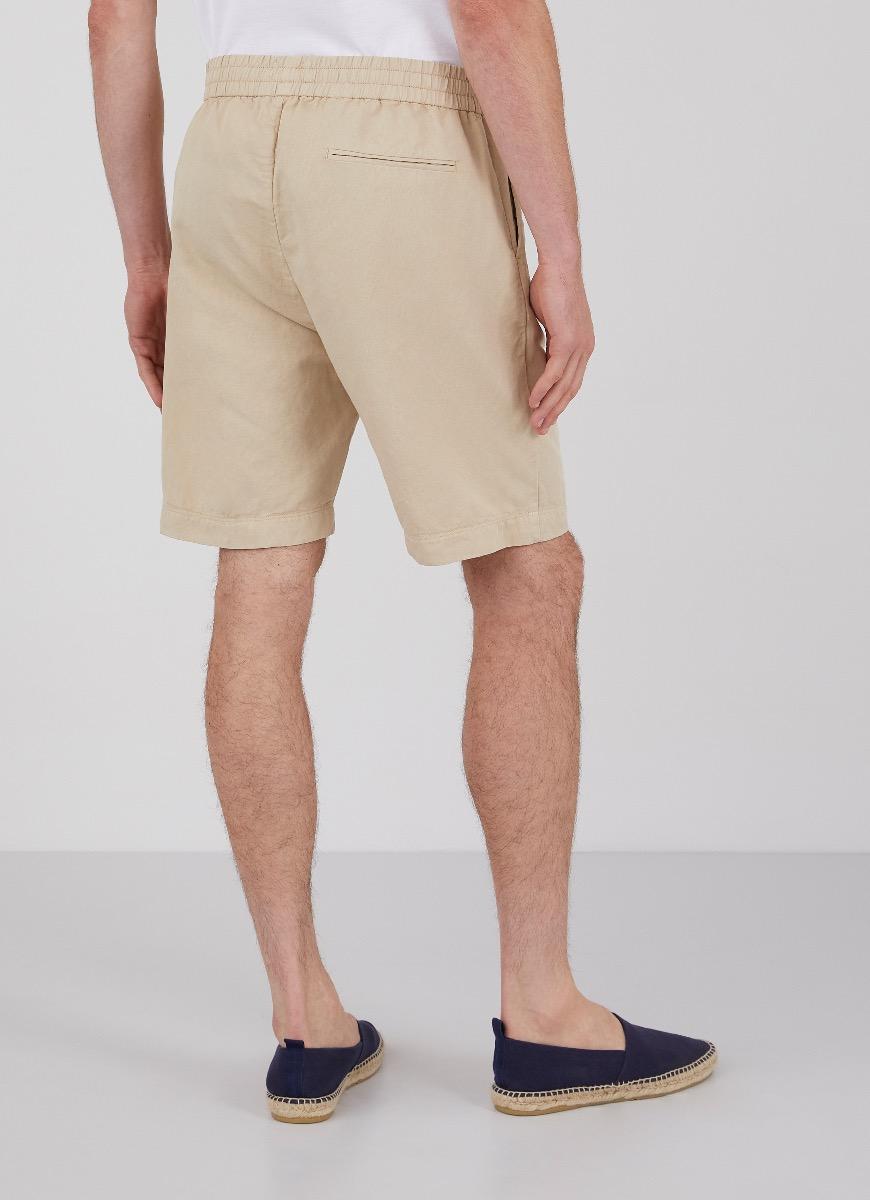 Men's Cotton Linen Drawstring Shorts in Light Stone