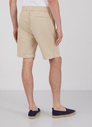 Men's Cotton Linen Drawstring Shorts in Light Stone