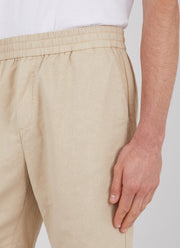 Men's Cotton Linen Drawstring Shorts in Light Stone