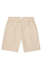 Men's Cotton Linen Drawstring Shorts in Light Stone