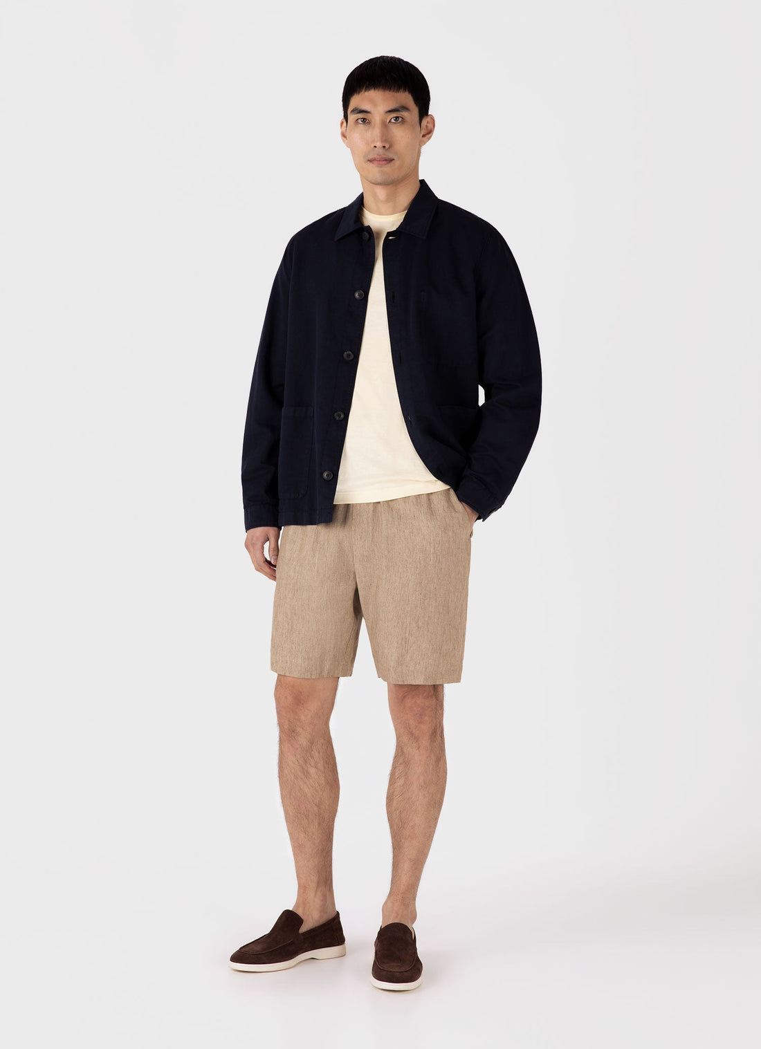 Men's Linen Drawstring Short in Dune Melange