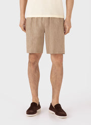 Men's Linen Drawstring Short in Dune Melange