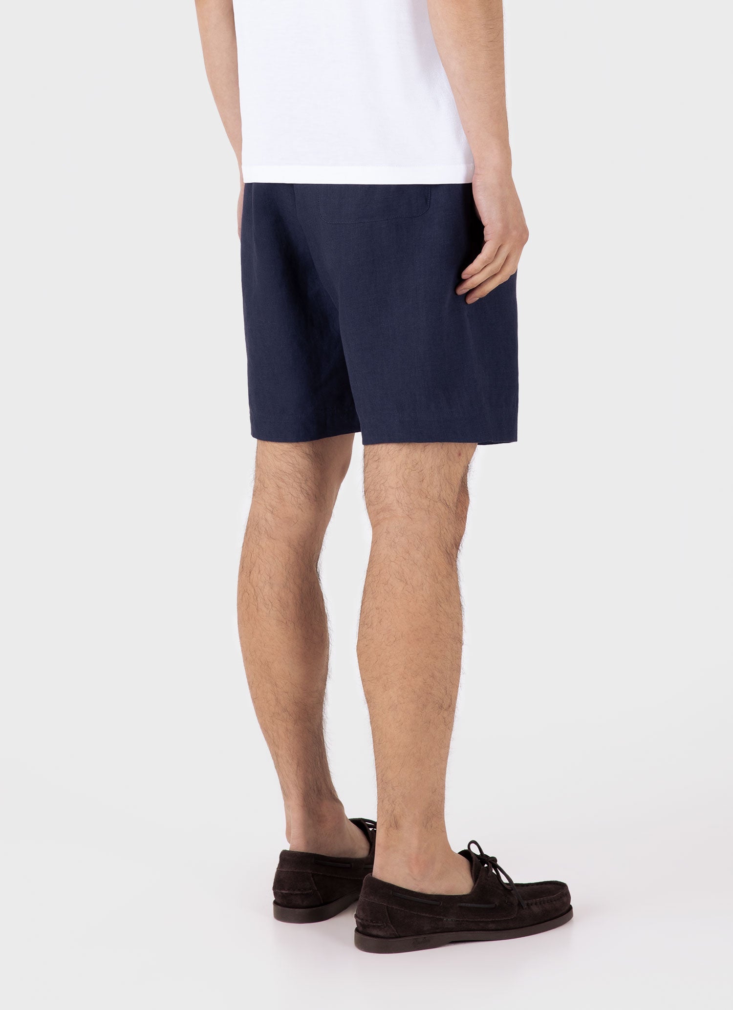 Men's Linen Drawstring Short in Light Navy