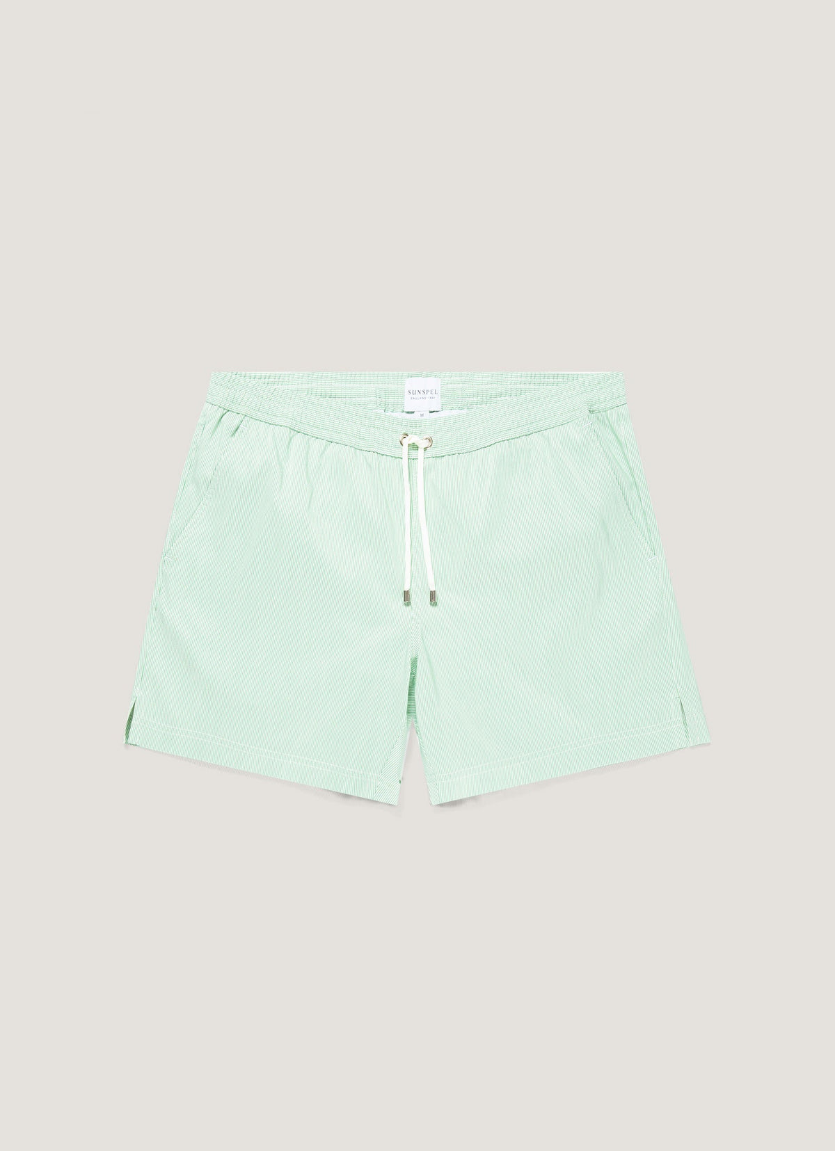Men's Drawstring Swim Shorts in Bright Green/White