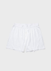 Men's Sea Island Cotton One-Button Shorts in White