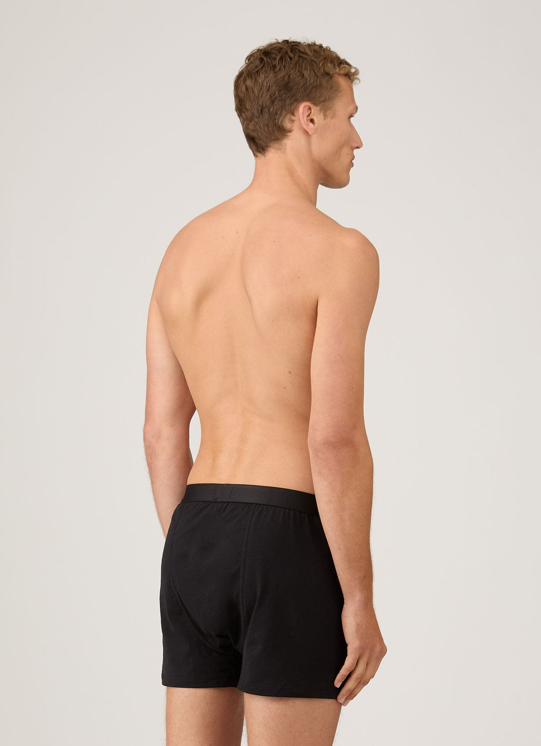 Men's Superfine Cotton One-Button Boxer Shorts in Black