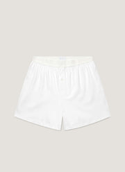 Men's Sea Island Cotton One-Button Boxer Shorts in White