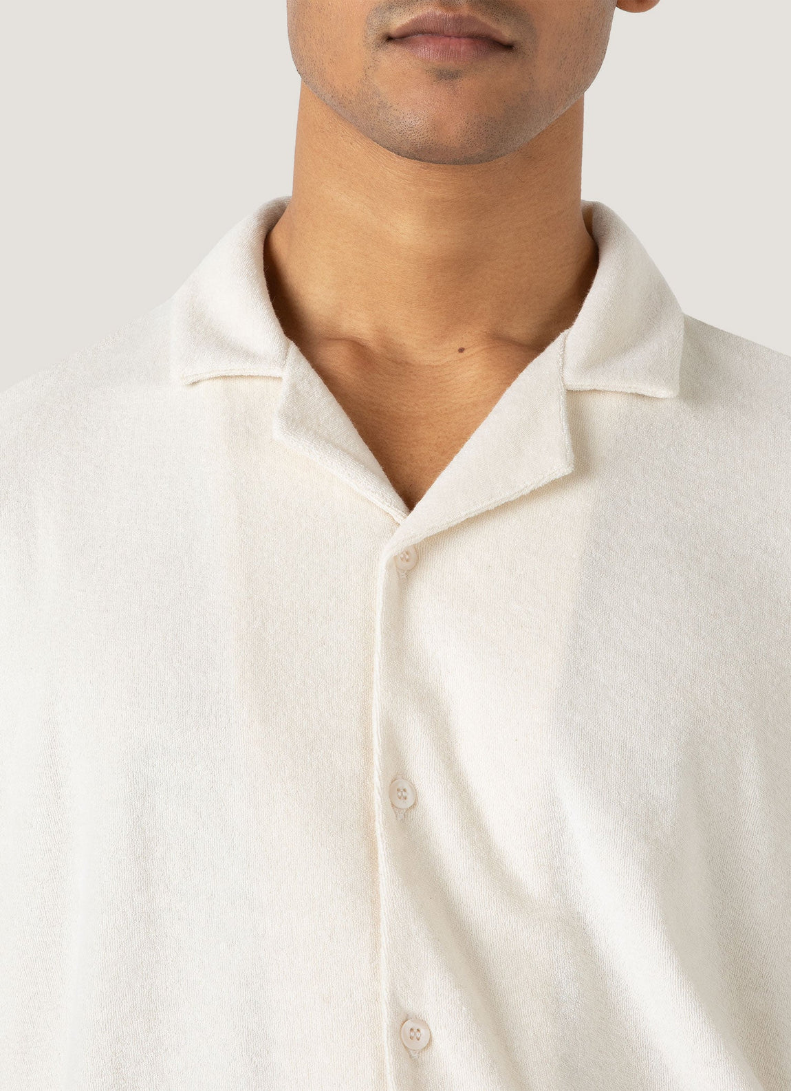 Men's Undyed Towelling Camp Collar Shirt in Undyed