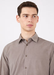 Men's Fine Cord Shirt in Umber Brown