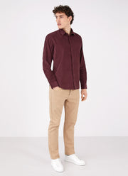 Men's Fine Cord Shirt in Port