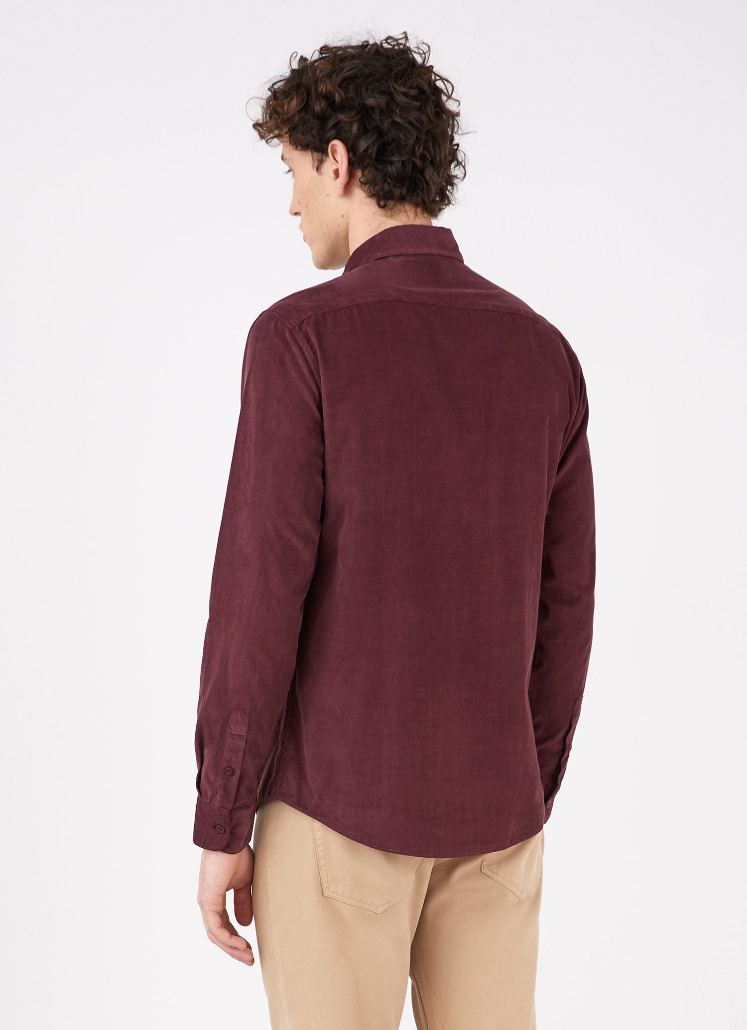 Men's Fine Cord Shirt in Port