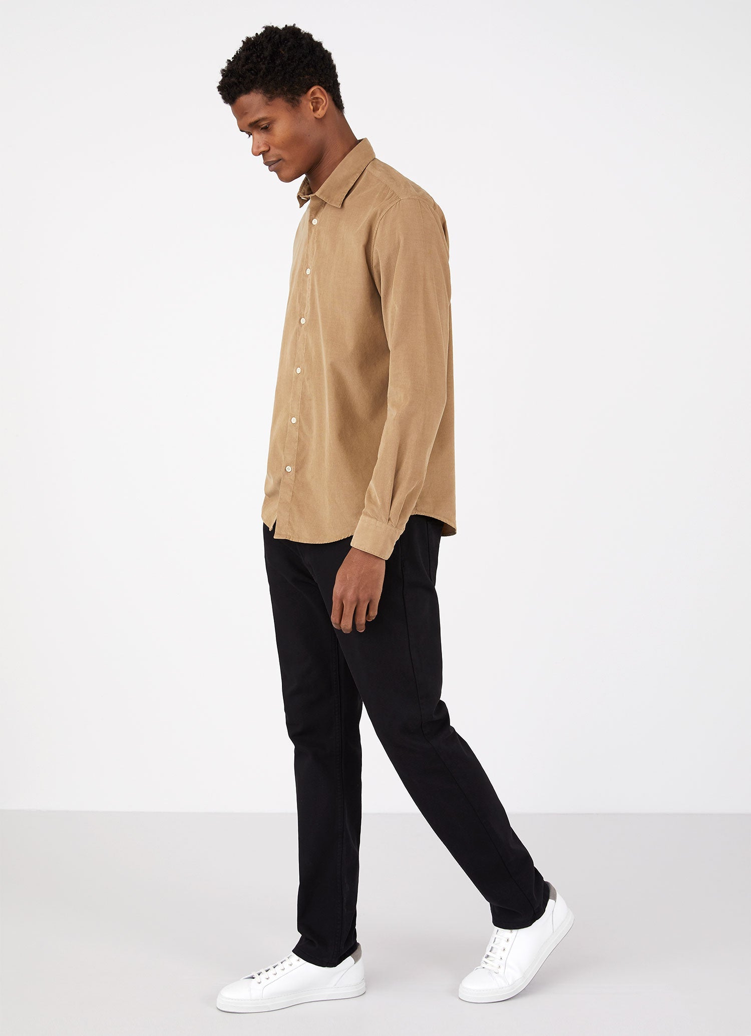 Men's Fine Cord Shirt in Stone