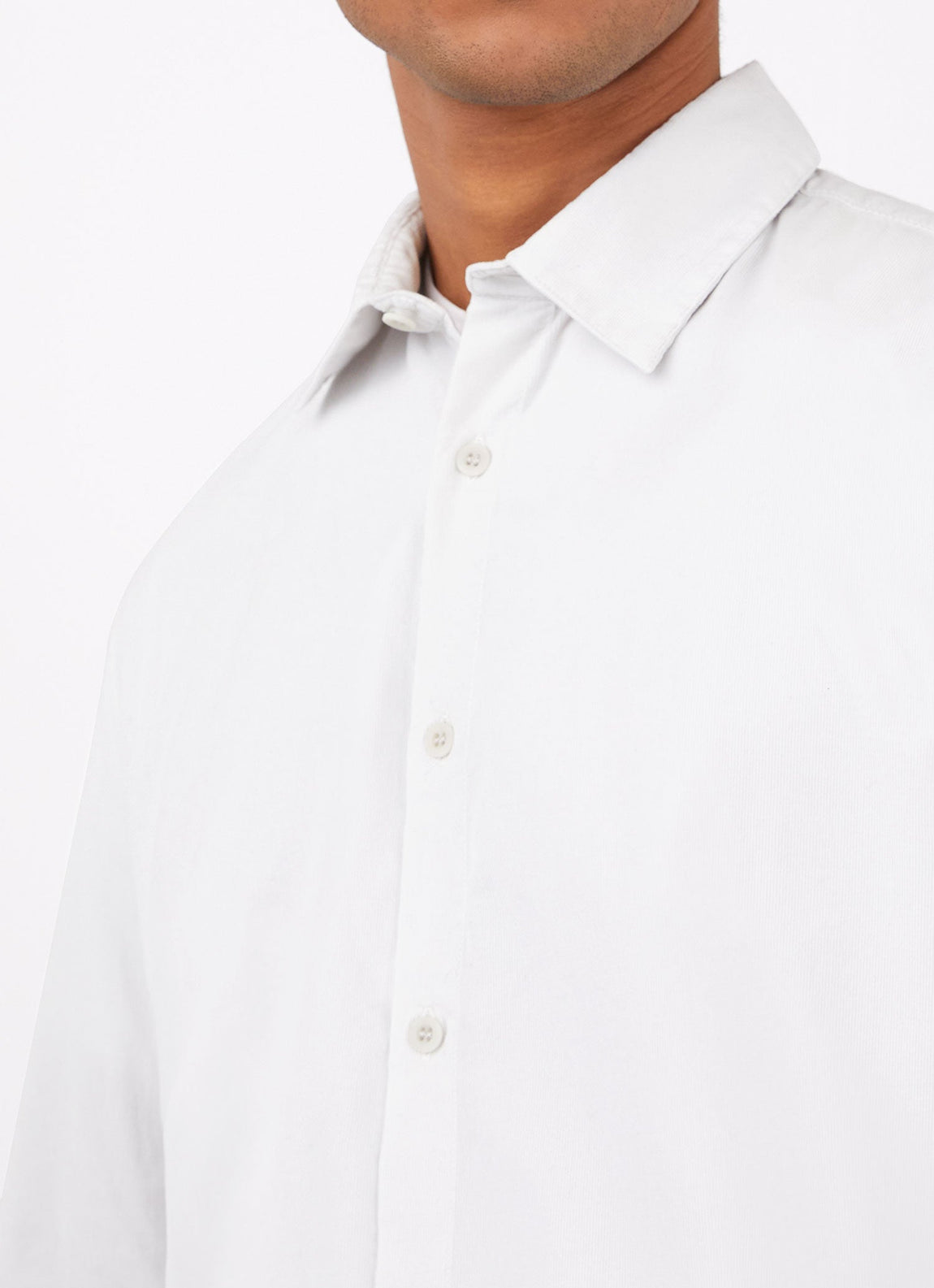 Men's Fine Cord Shirt in Chalk