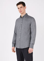 Men's Button Down Flannel Shirt in Mid Grey Melange