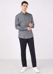 Men's Button Down Flannel Shirt in Mid Grey Melange