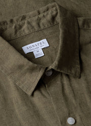 Men's Short Sleeve Linen Shirt in Khaki