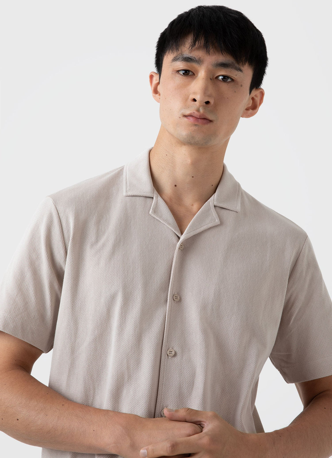 Men's Riviera Camp Collar Shirt in Light Sand