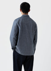 Men's Japanese Chambray Overshirt in Mid Blue Chambray