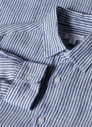 Men's Linen Shirt in Navy/White Linen Stripe