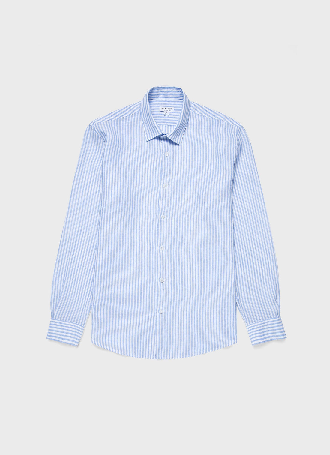 Men's Linen Shirt in Mid Blue/White