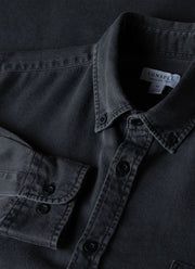 Men's Button Down Denim Shirt in Black Denim Wash