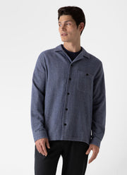 Men's Heavy Flannel Overshirt in Blue Melange