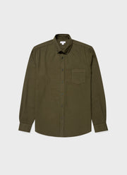 Men's Button Down Flannel Shirt in Dark Olive