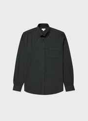 Men's Brushed Cotton Flannel Shirt in Anthracite
