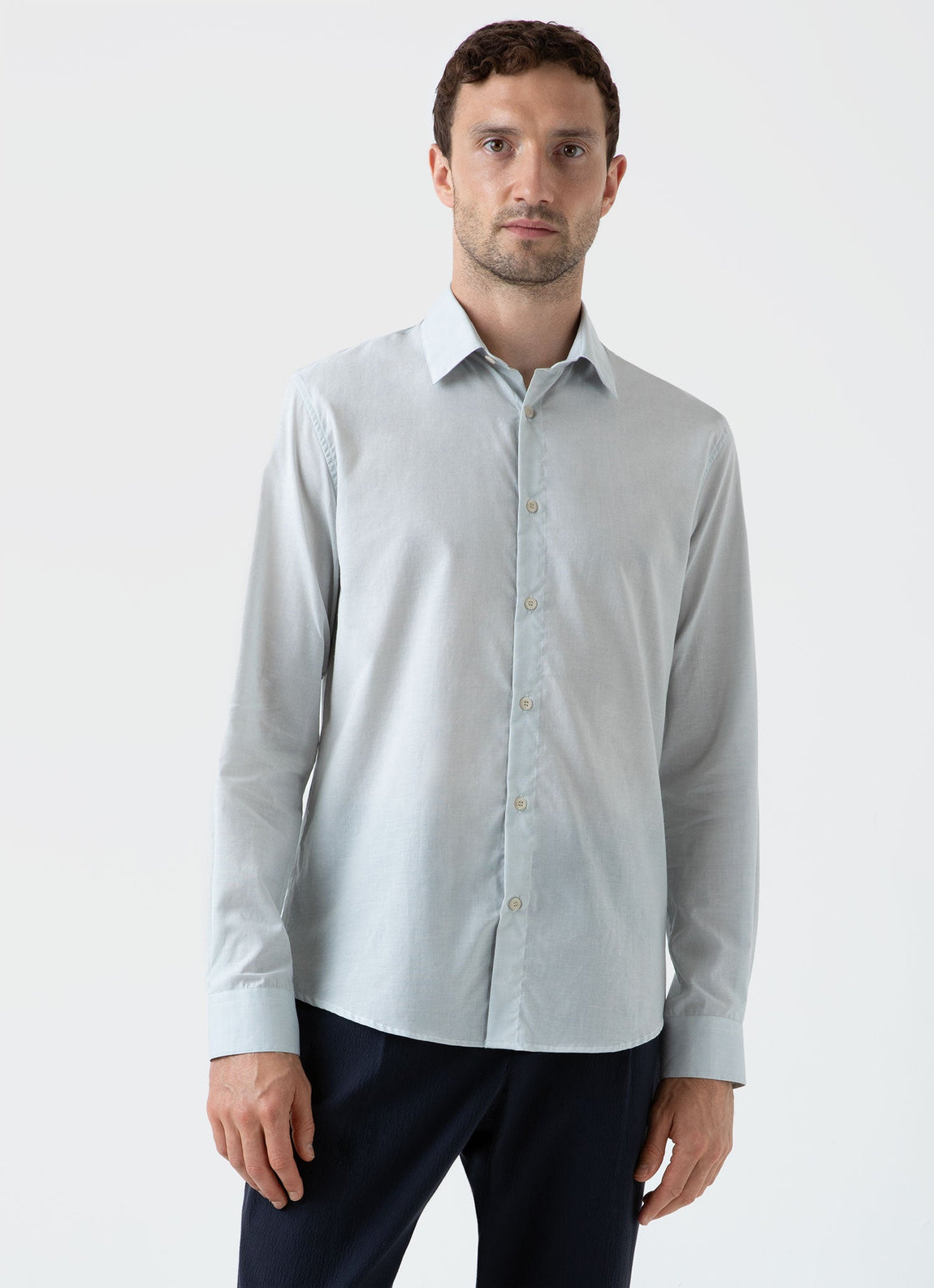 Men's Cotton Cashmere Shirt in Light Blue