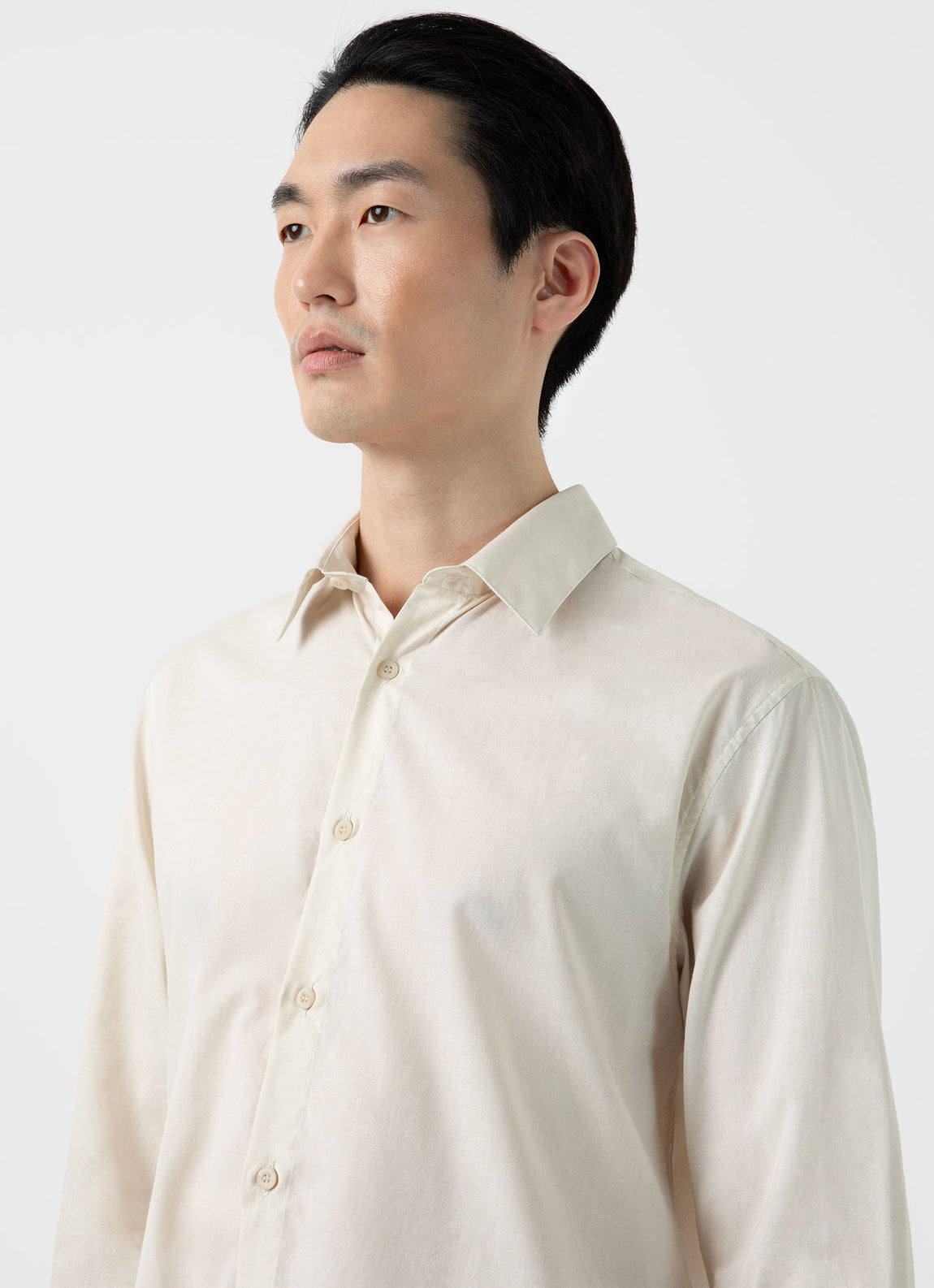 Men's Cotton Cashmere Shirt in Ecru
