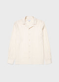 Men's Embroidered Stripe Long Sleeve Shirt in Ecru