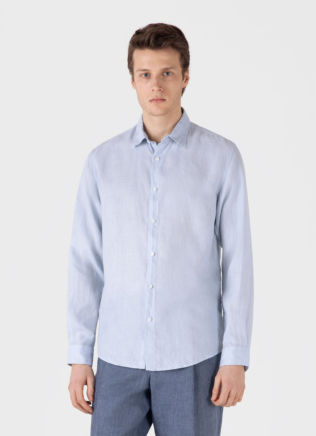 Men's Linen Shirt in Light Blue
