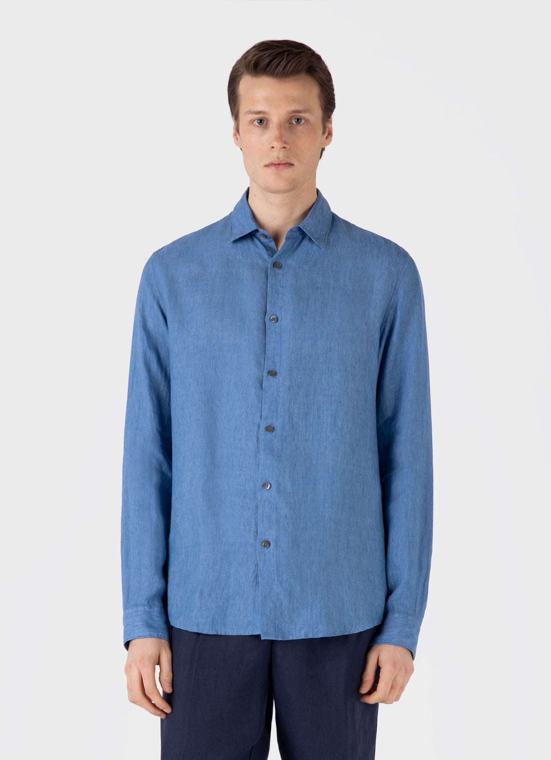 Men's Linen Shirt in Cool Blue