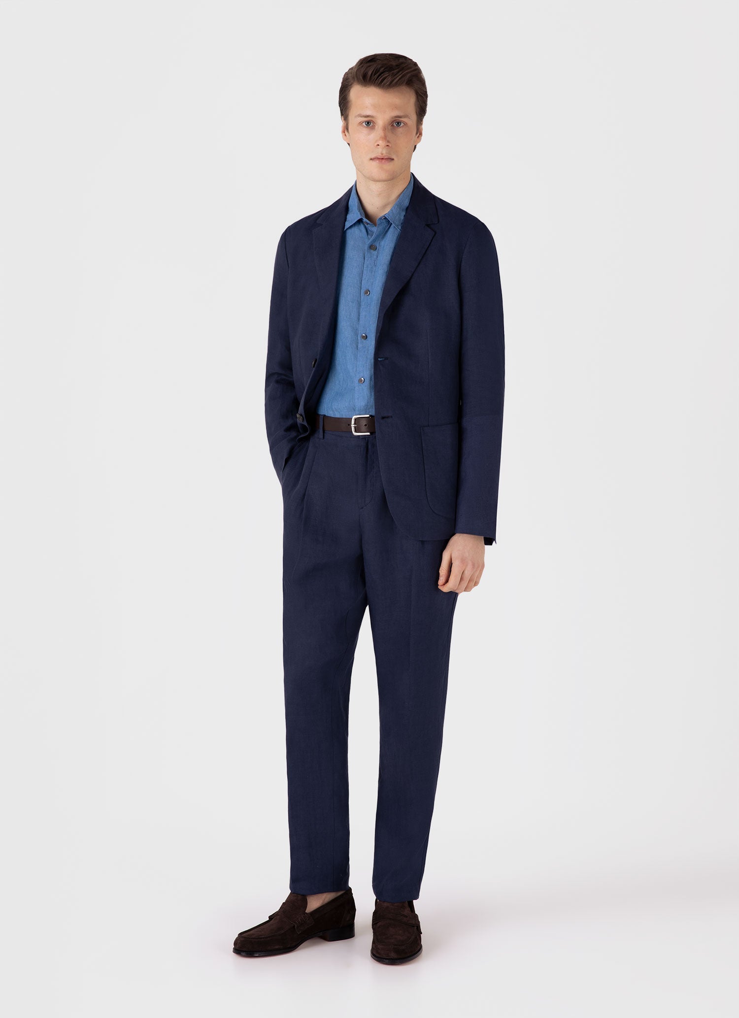 Men's Linen Shirt in Cool Blue