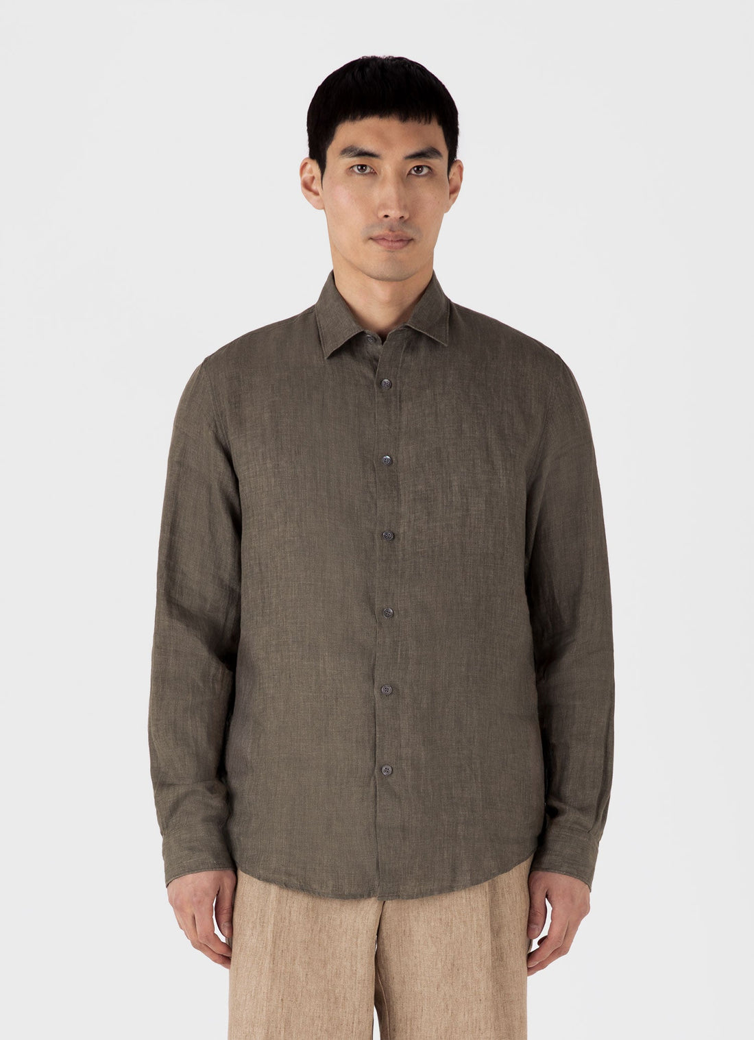 Men's Linen Shirt in Dusk Green