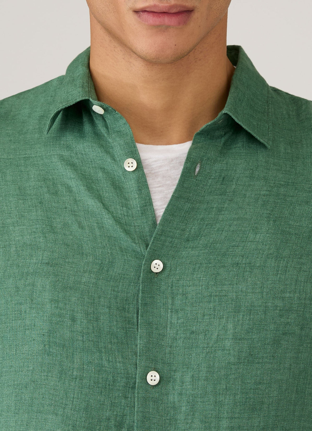 Men's Linen Shirt in Bright Green