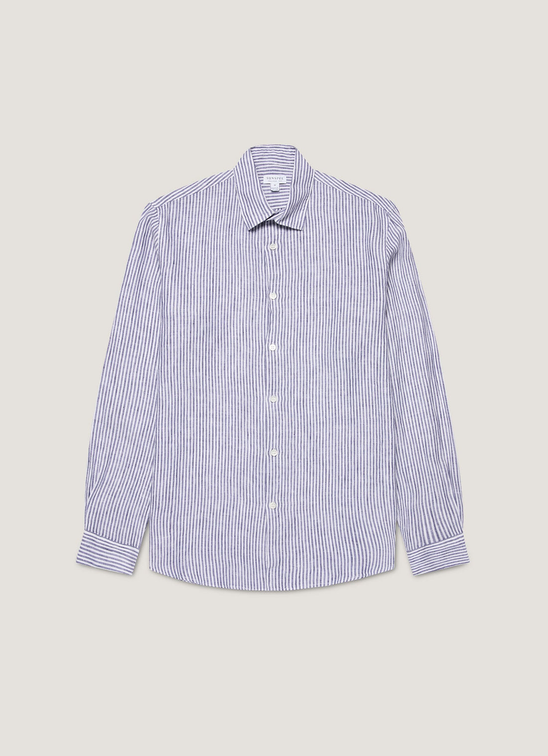 Men's Linen Shirt in White/Navy