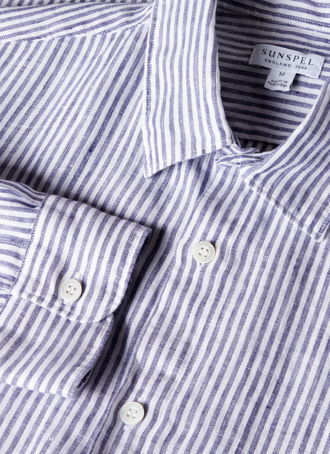 Men's Linen Shirt in White/Navy