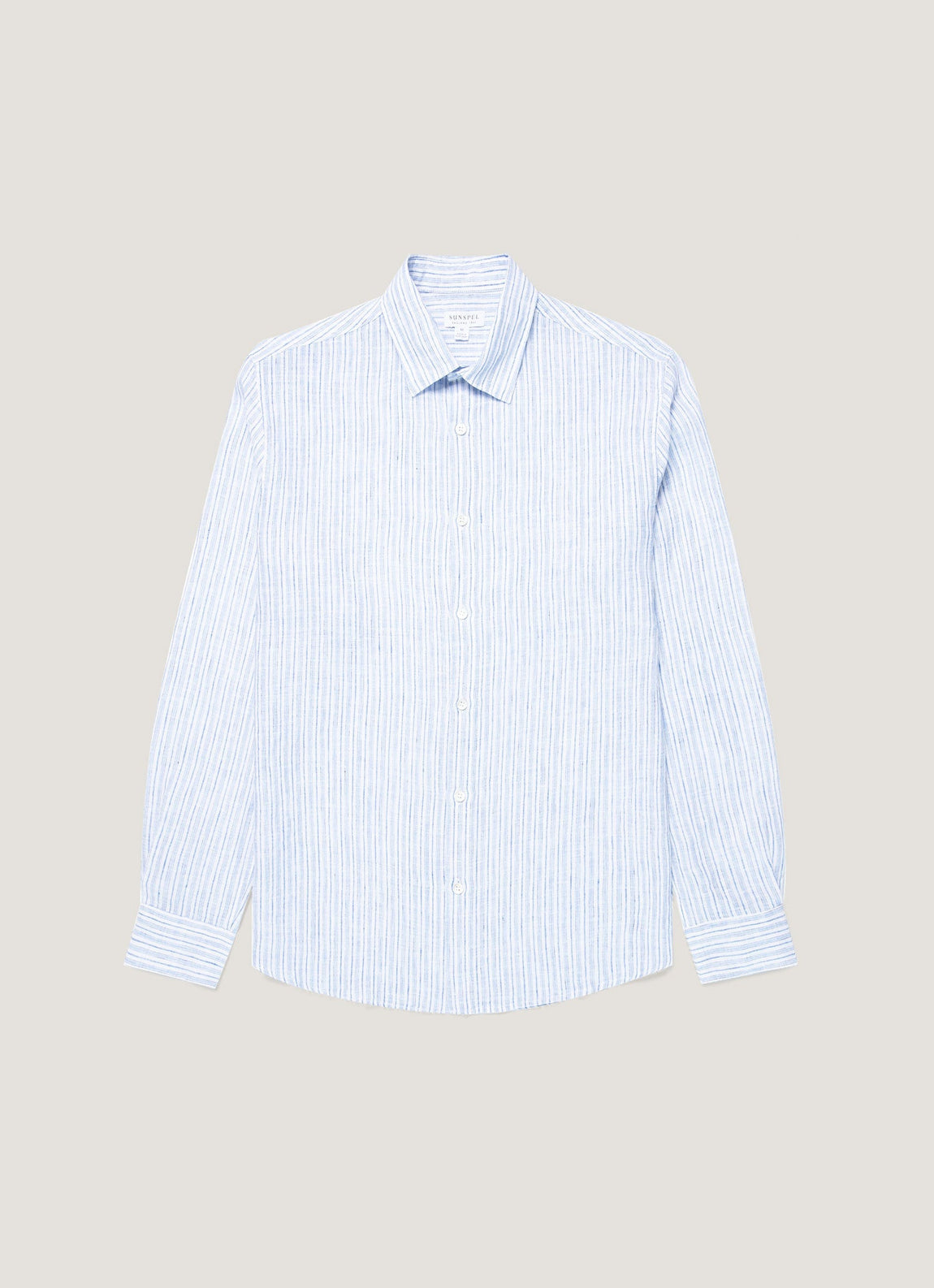Men's Linen Shirt in Sky Blue/Navy