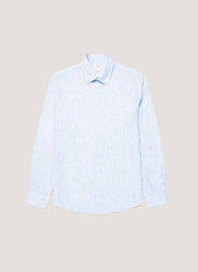 Men's Linen Shirt in Sky Blue/Navy