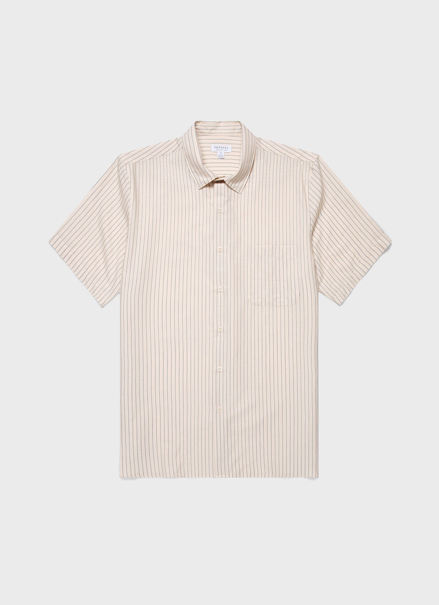 Men's Short Sleeve Vintage Stripe Shirt in Vintage Blue/Ecru