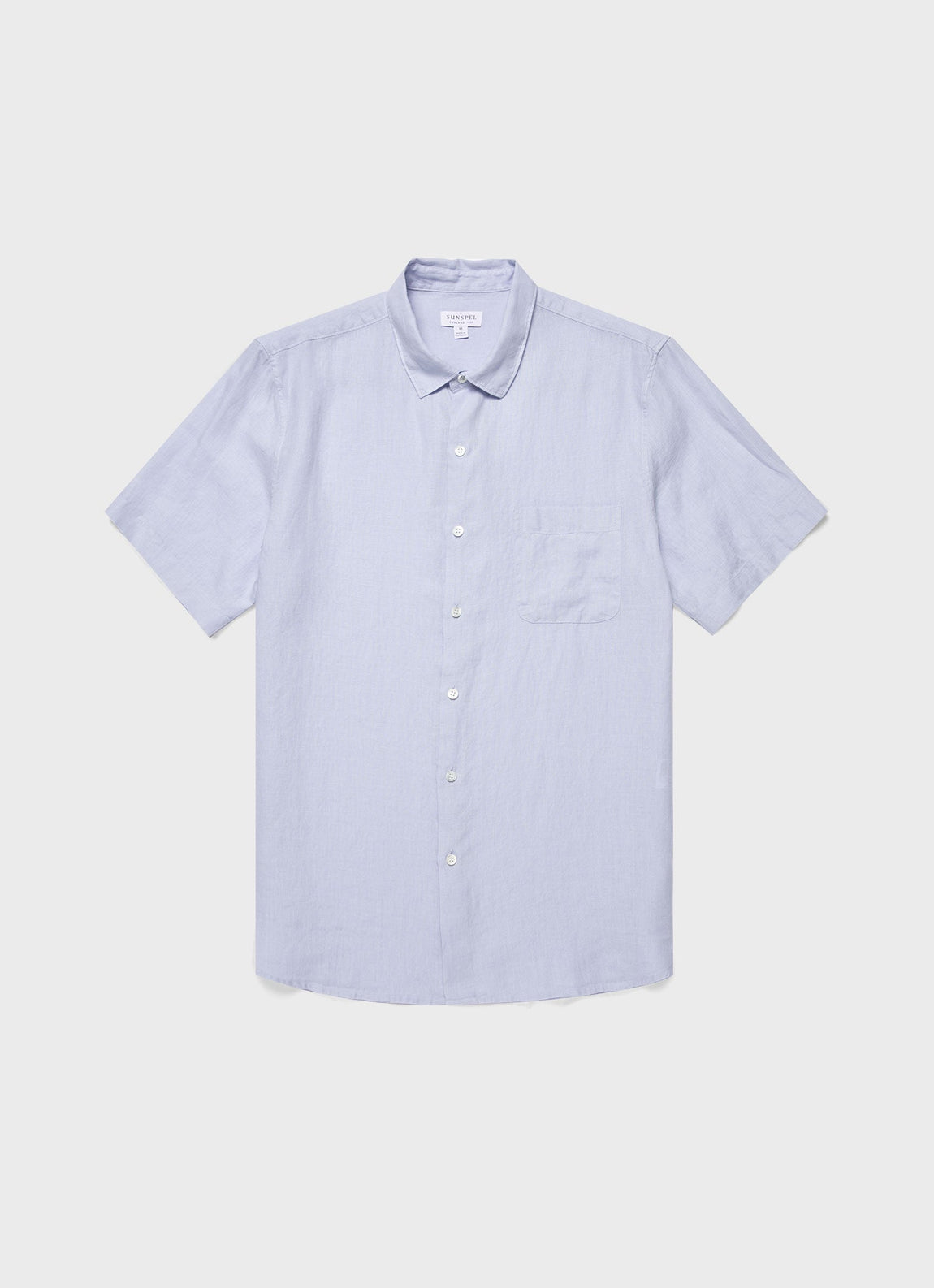 Men's Short Sleeve Linen Shirt in Light Blue
