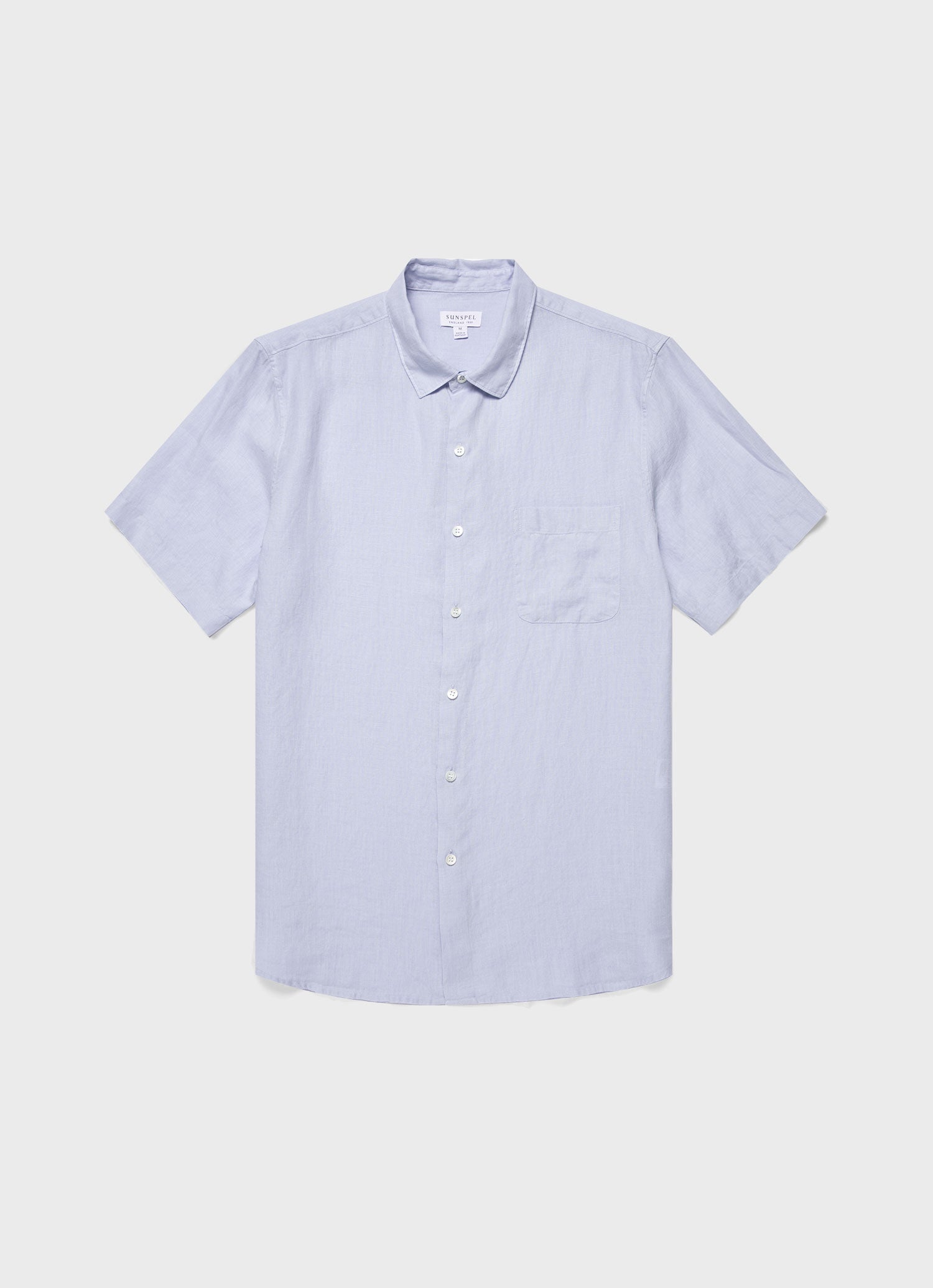 Men's Short Sleeve Linen Shirt in Light Blue