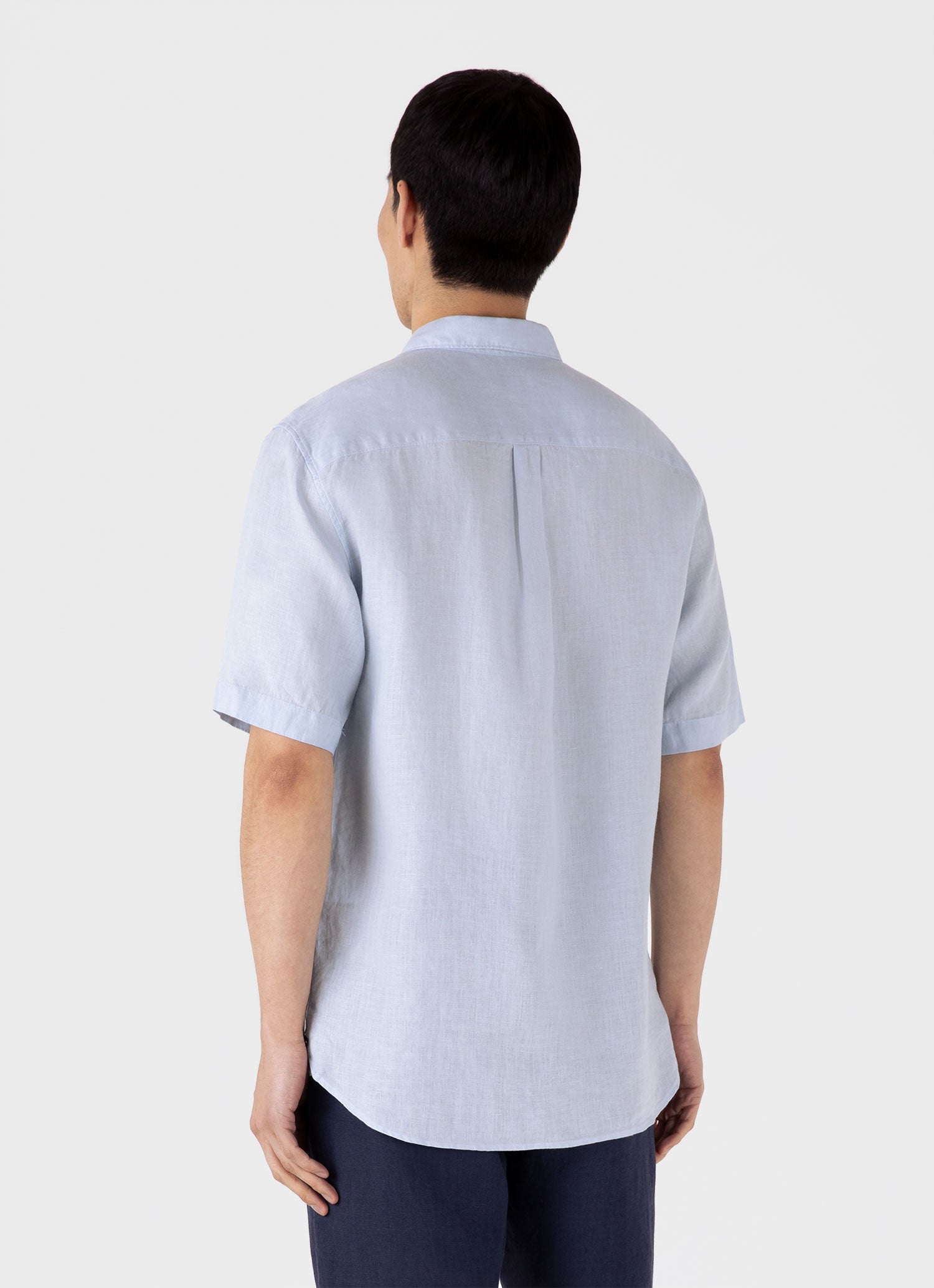 Men's Short Sleeve Linen Shirt in Light Blue